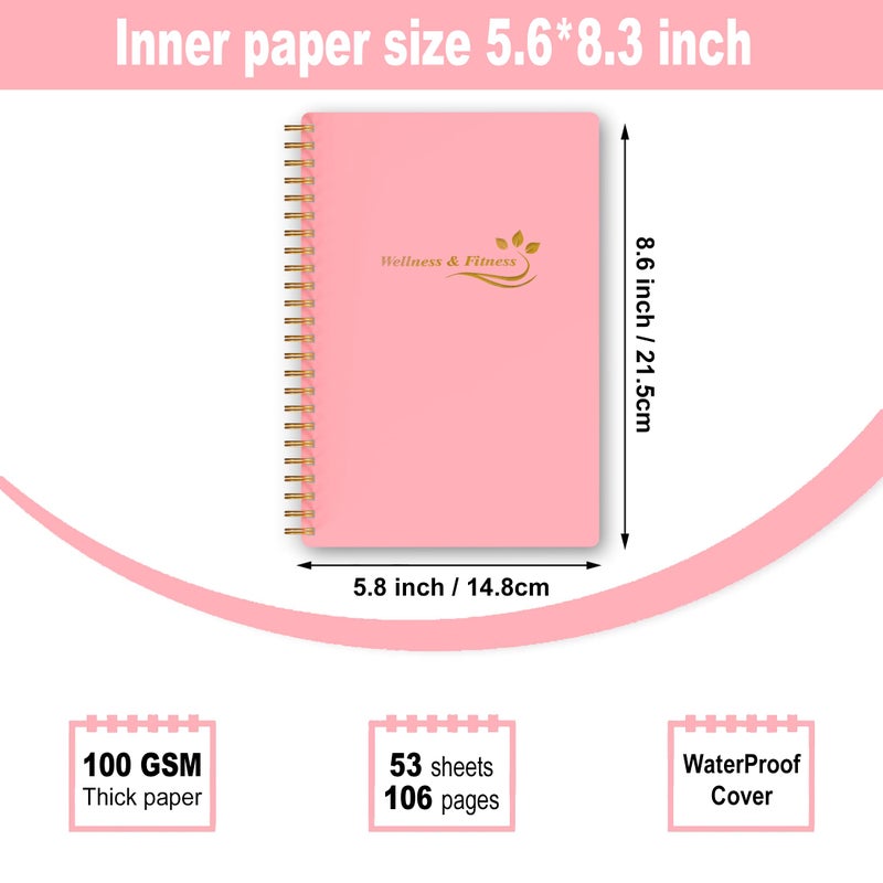 snootion Wellness Planner & Fitness Log - Daily Diet & Health Journal with Weight Loss  Wellness Journal Notebook for Tracking Fitness  Sleep  Nutrition  Meal  Habits  A5(5.8 x 8.6 inch) (Pink) - Image 4